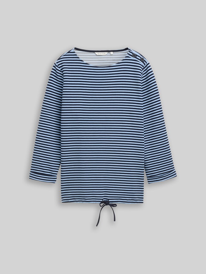 T-shirt à manches longues avec détails boutonnés par Women, blue navy regular stripe