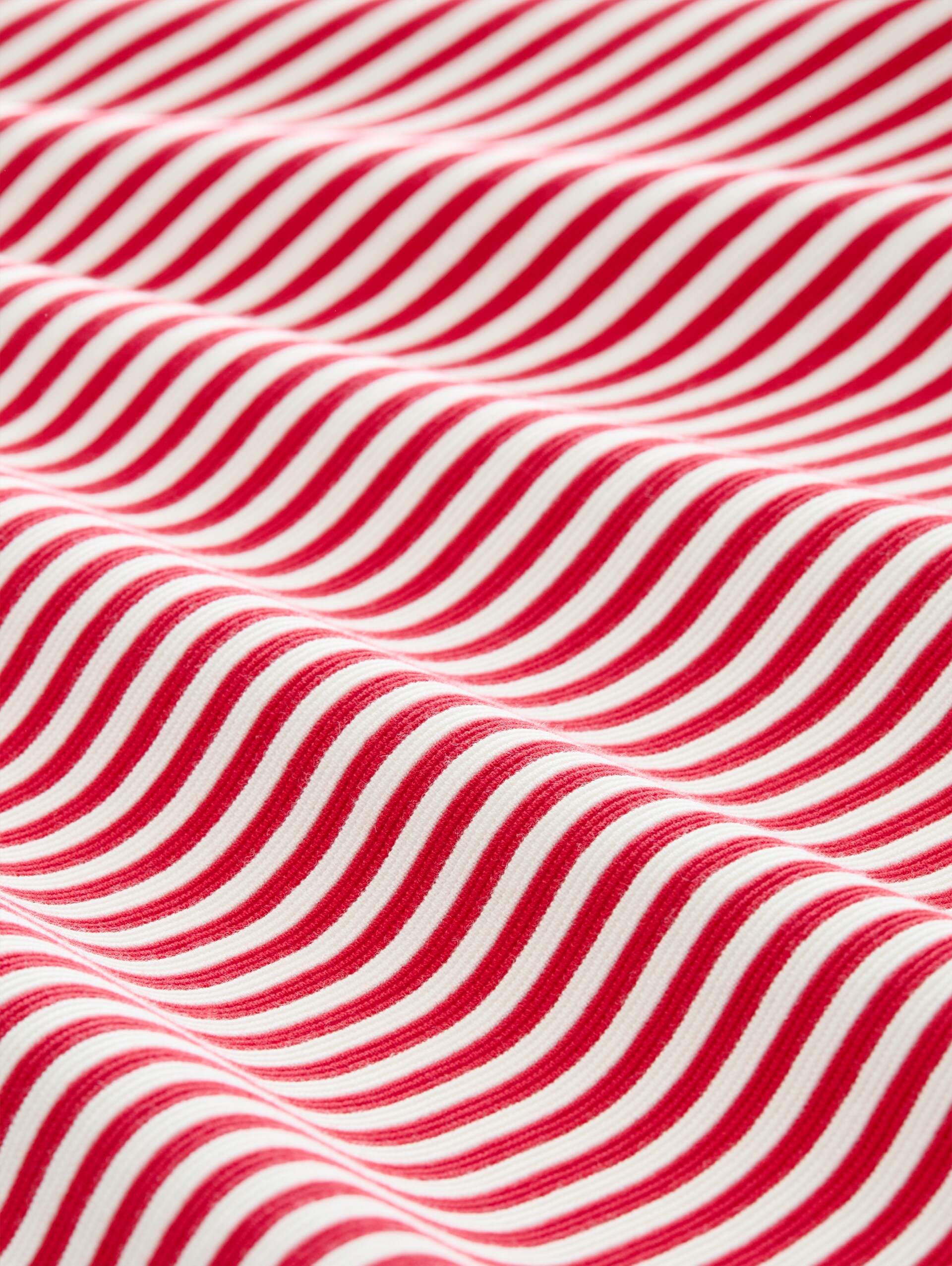 Long-sleeved top with button details - red offwhite regular stripe - Material view