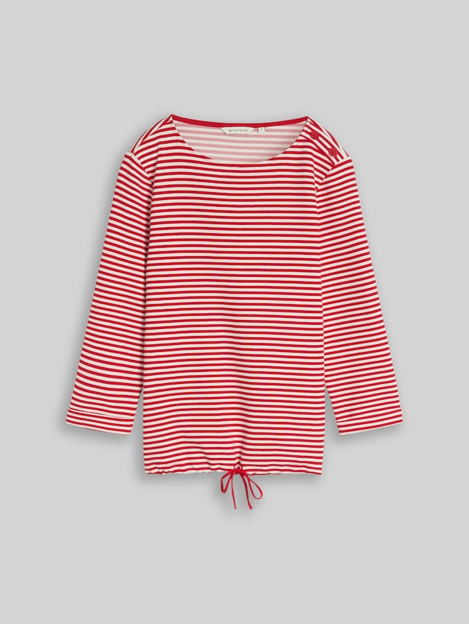 Langarmshirt mit Knopf-Details von Women, red offwhite regular stripe