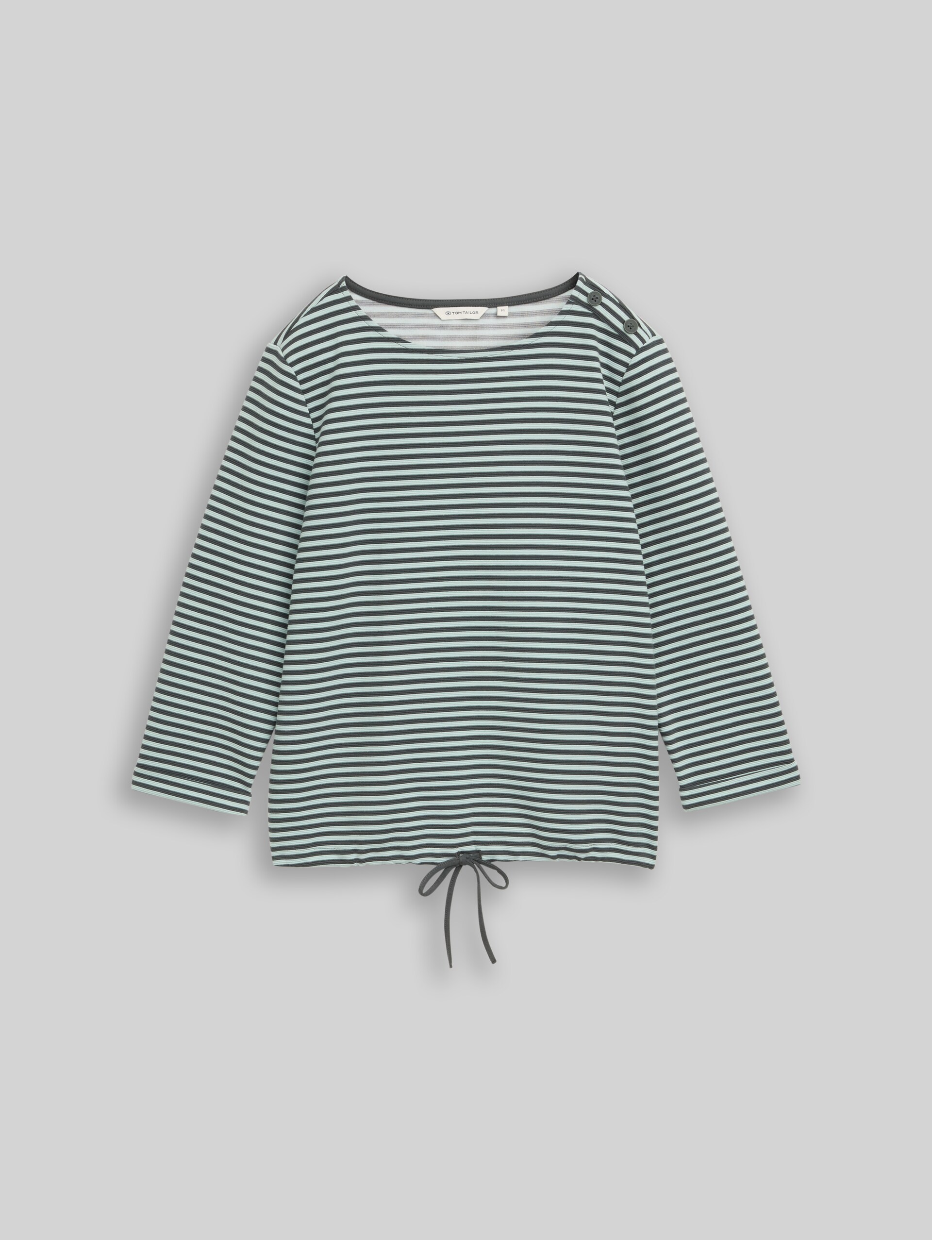 Langarmshirt mit Knopf-Details - darkest olive green stripe - Vorder-Produkt-Ansicht
