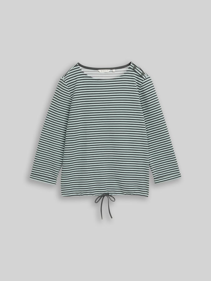 Shirt met lange mouwen en knoopdetails door Women, darkest olive green stripe