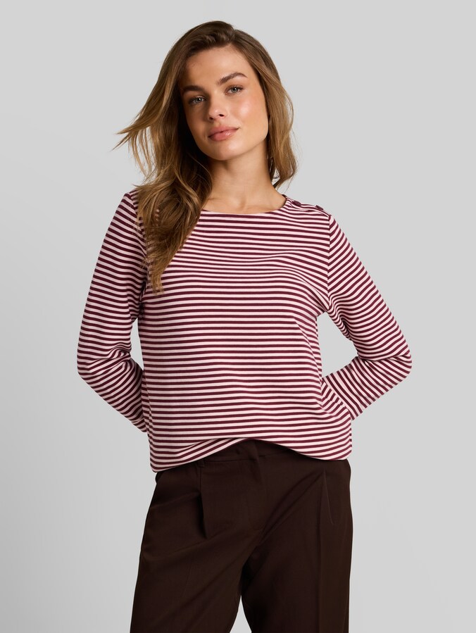 Langarmshirt mit Knopf-Details von Women, light pink preppy plum stripe