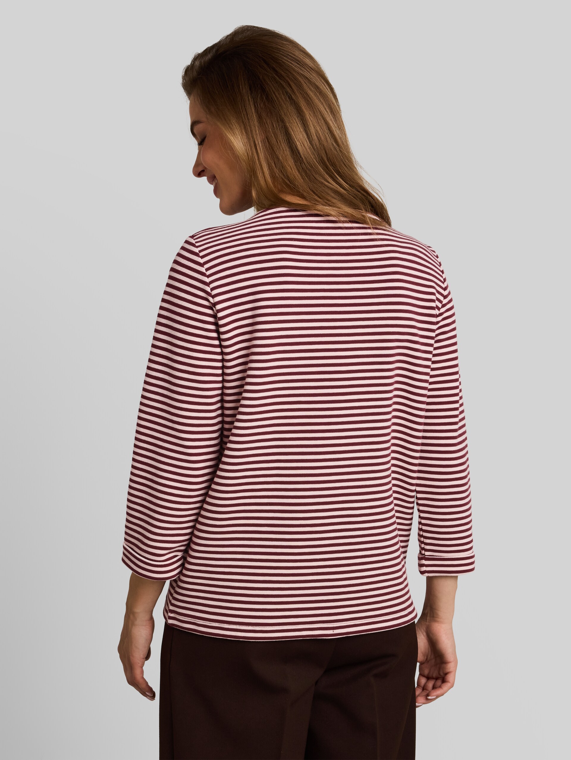 Shirt met lange mouwen en knoopdetails - light pink preppy plum stripe - Neklijn model-achteraanzicht