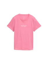 Ausgewählt, T-Shirt mit Logo-Stickerei von Tom Tailor, rosa