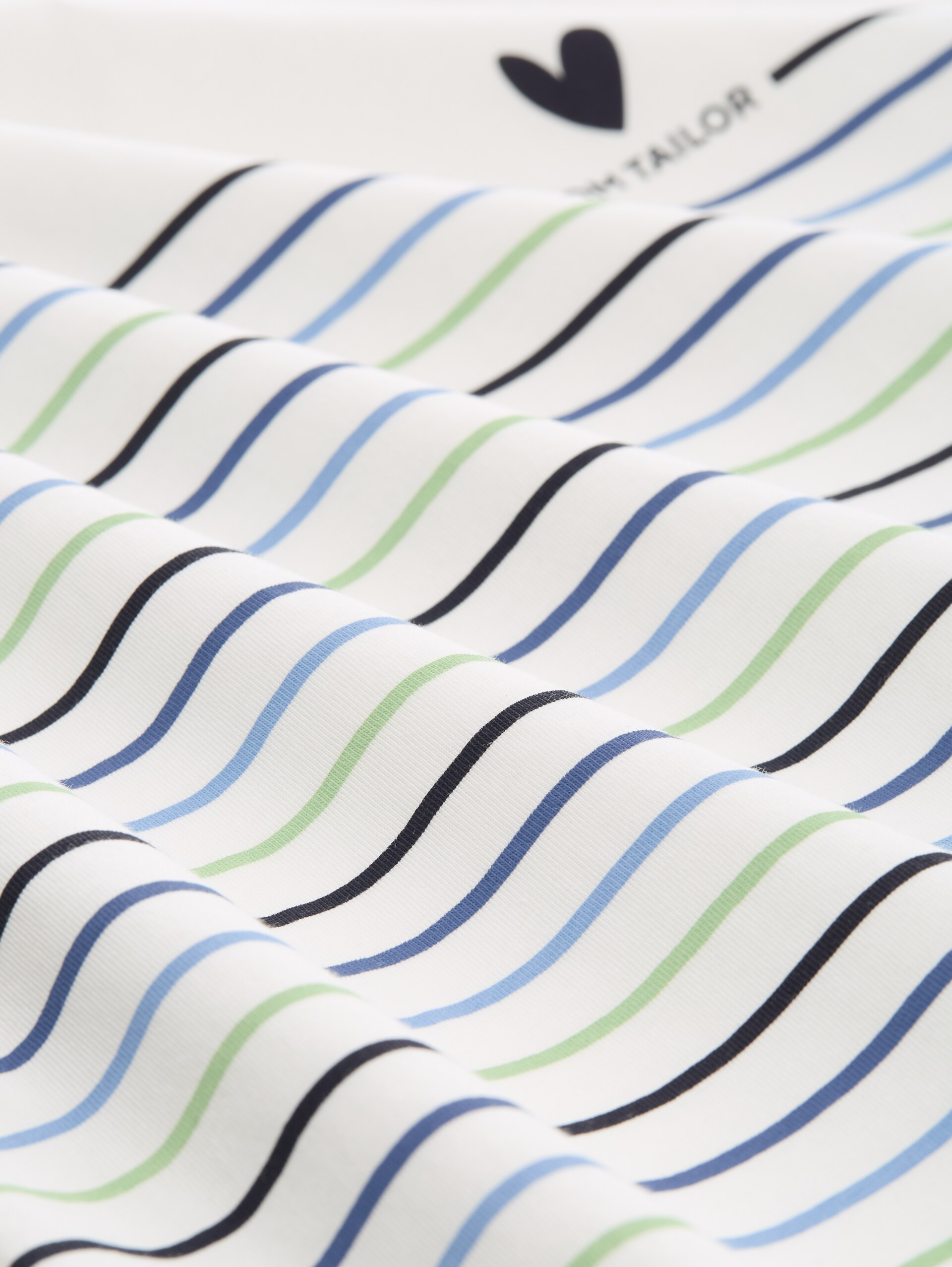 T-Shirt mit Streifenmuster - Whisper White - Material-Ansicht