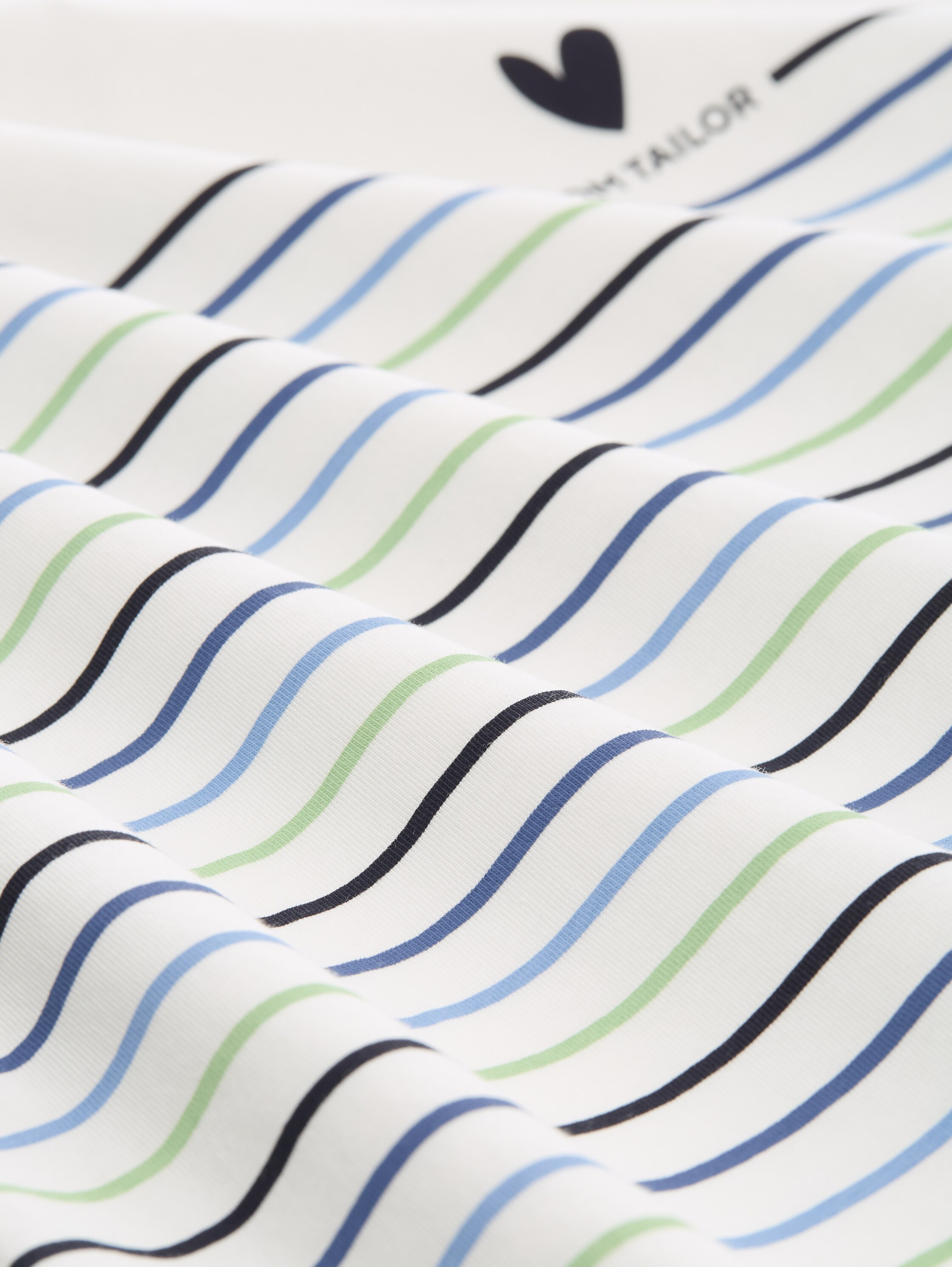 T-Shirt mit Streifenmuster - Whisper White - Material-Ansicht