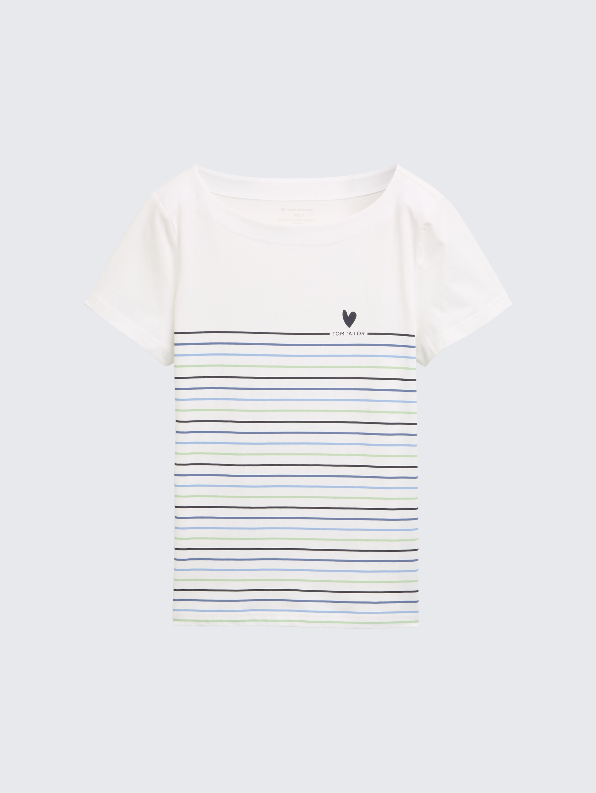 T-Shirt mit Streifenmuster - Whisper White - Vorder-Produkt-Ansicht