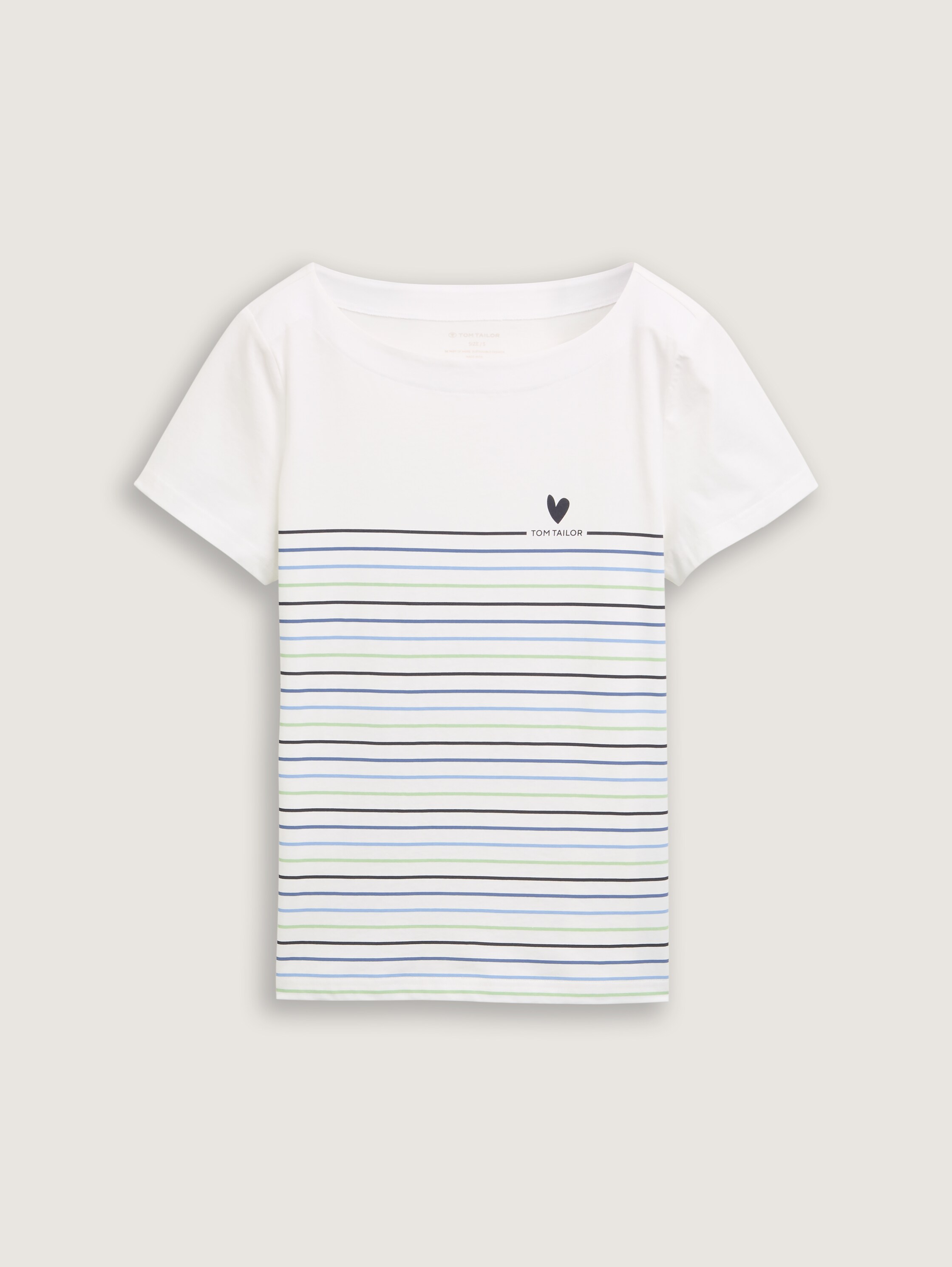 T-Shirt mit Streifenmuster - Whisper White - Vorder-Produkt-Ansicht