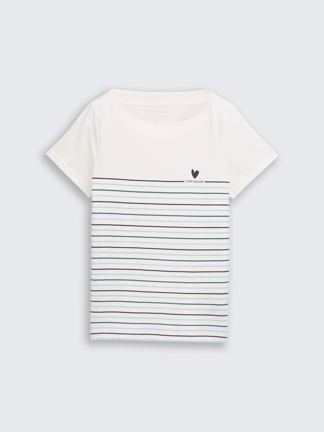 T-Shirt mit Streifenmuster - Dove White - Vorder-Produkt-Ansicht