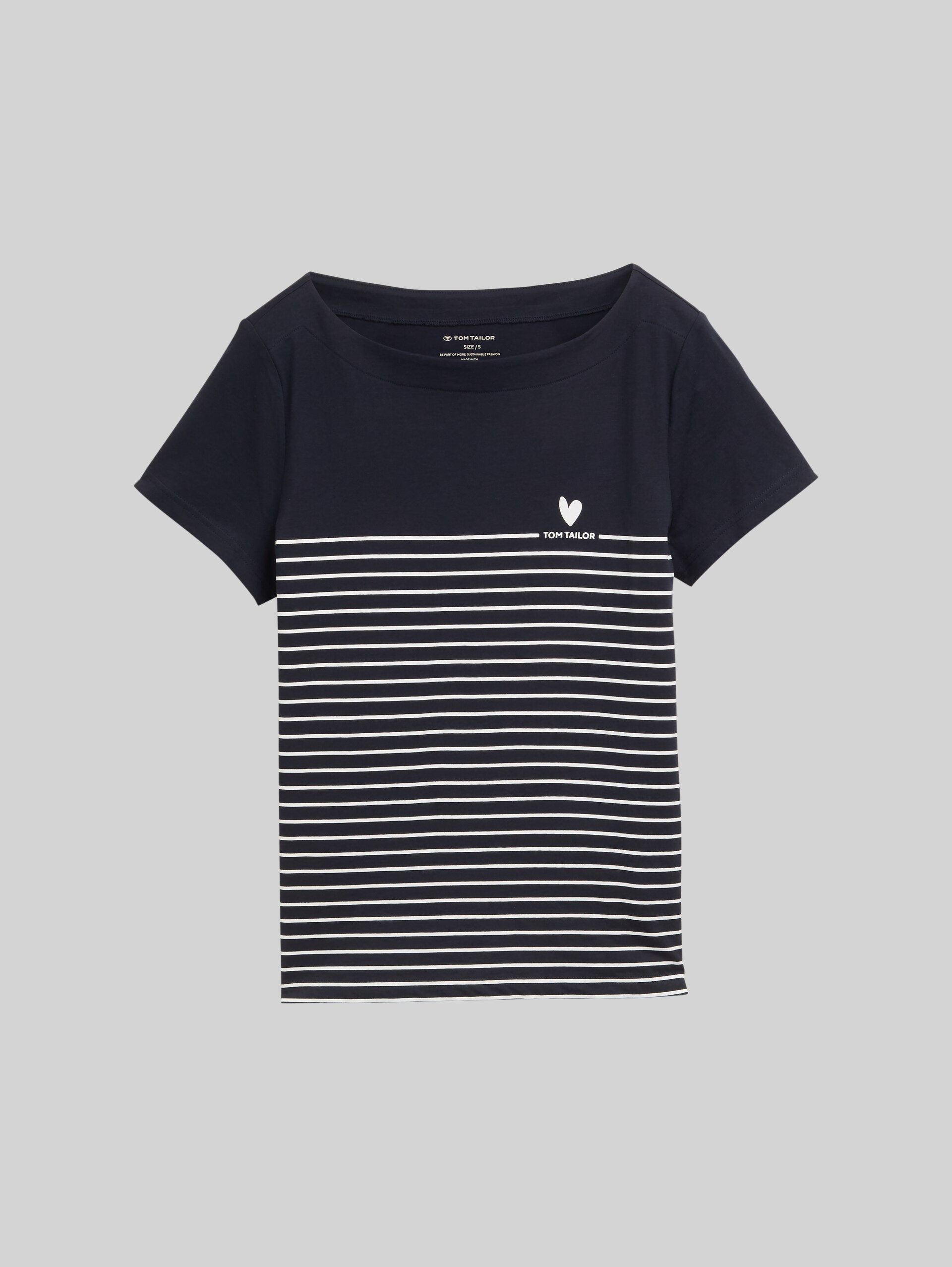 T-shirt with striped pattern - sky captain blue - Front product view