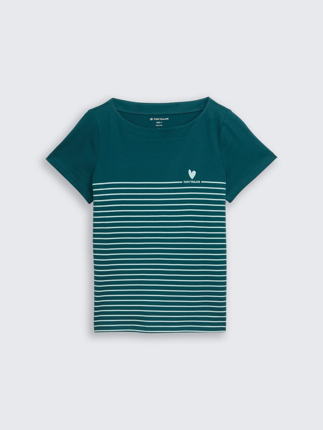 T-Shirt mit Streifenmuster - Deep Meadow Green - Vorder-Produkt-Ansicht