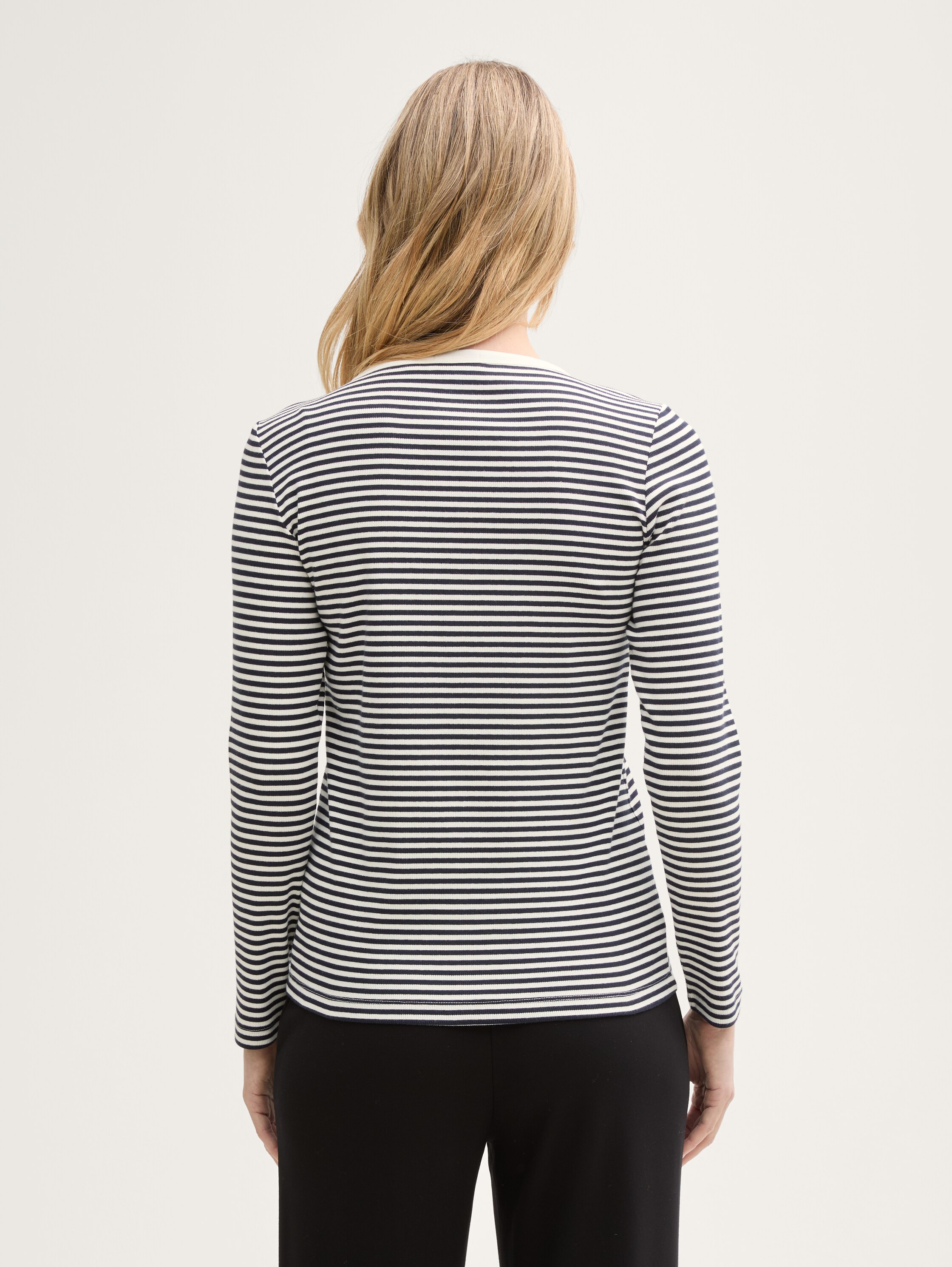 Henley shirt met lange mouwen - offwhite_navy_regular_stripe - 