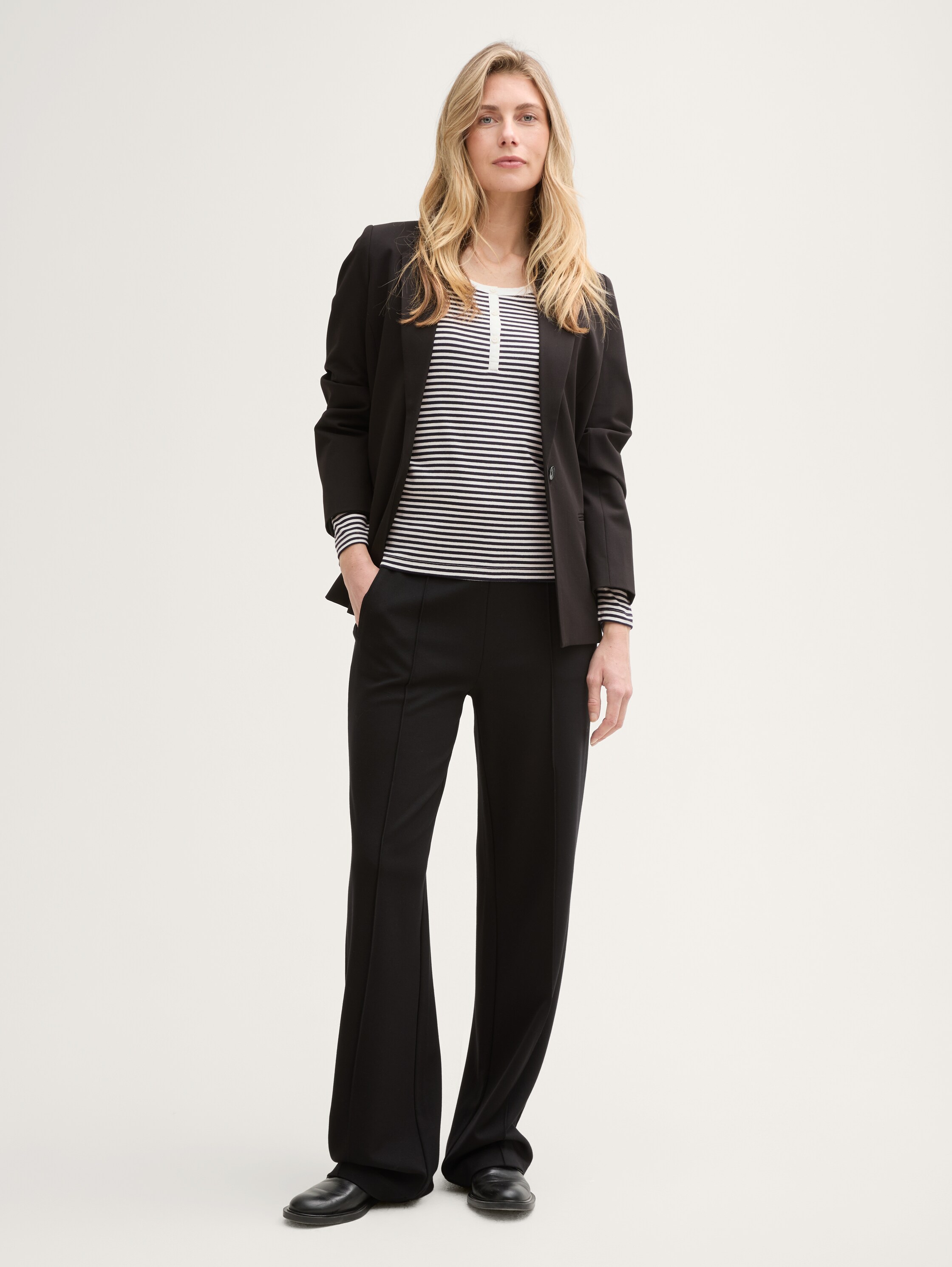 Henley shirt met lange mouwen - offwhite_navy_regular_stripe - 