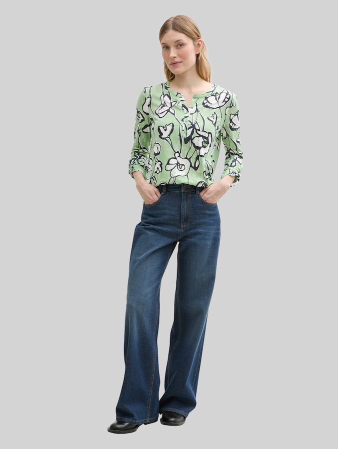 Henley shirt met lange mouwen en patroon door Women, fresh spring floral design