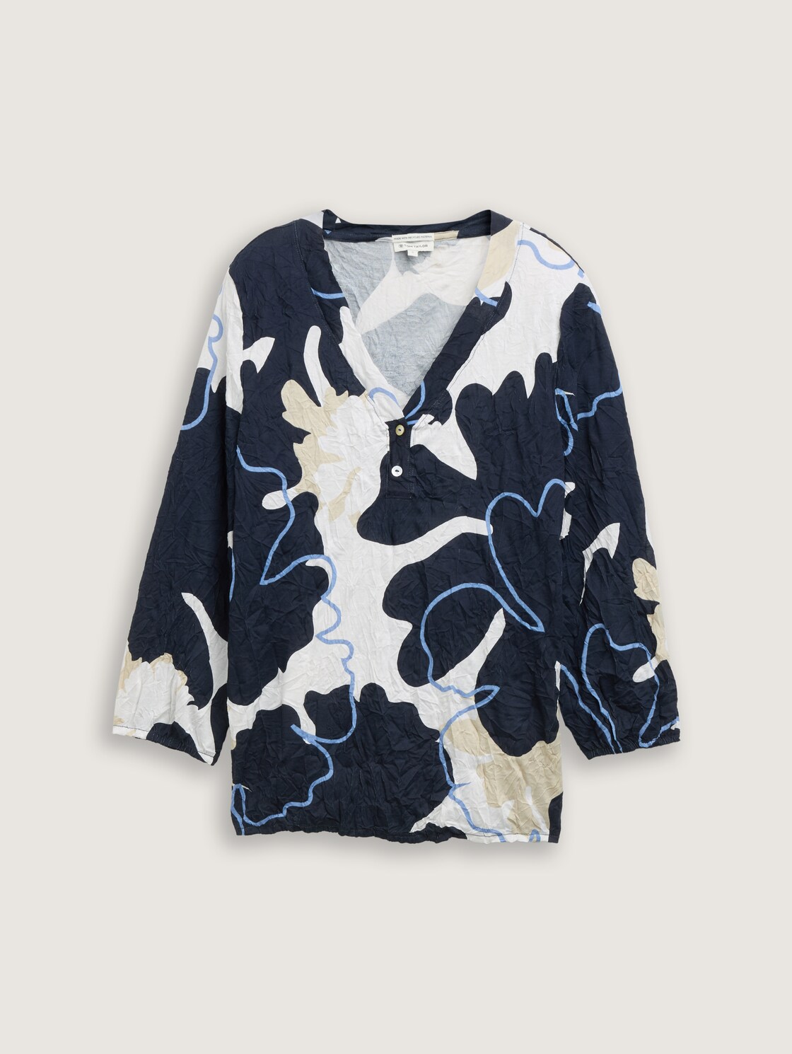 Crinkle Blusenshirt - big floral shapes design - Vorder-Produkt-Ansicht