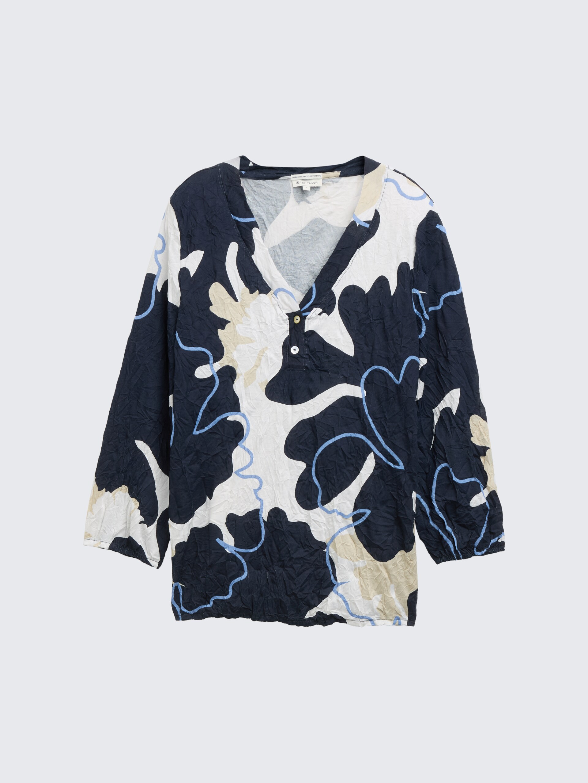 Crinkle Blusenshirt - big floral shapes design - Vorder-Produkt-Ansicht