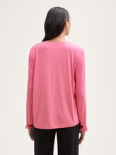 T-shirt à manches longues dans un mélange de matières - Bright Rose - Découpe Vue arrière du modèle