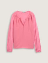 T-shirt à manches longues dans un mélange de matières - Bright Rose - Vue de face du produit
