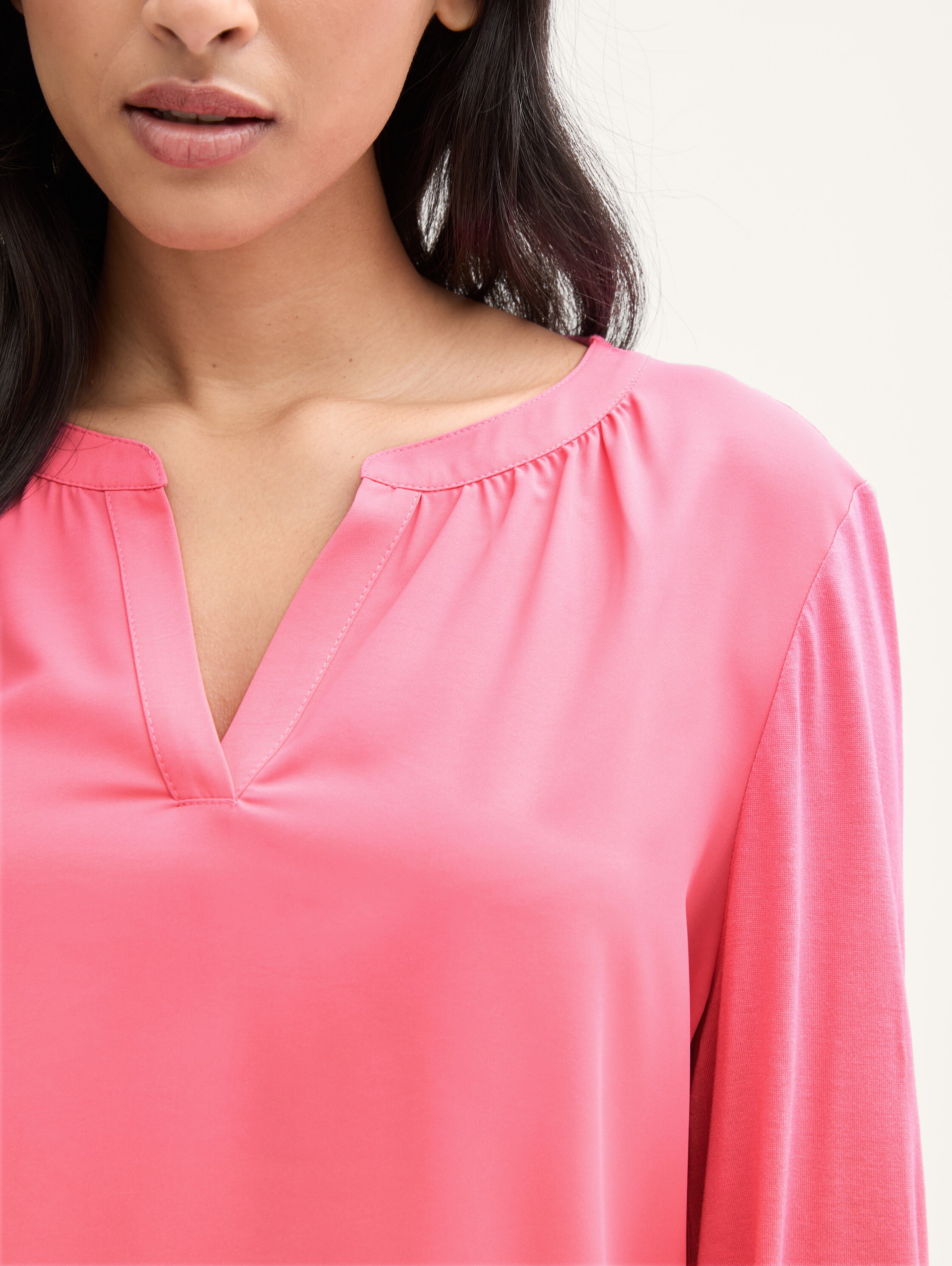 Langarmshirt im Material-Mix - bright_rose - 