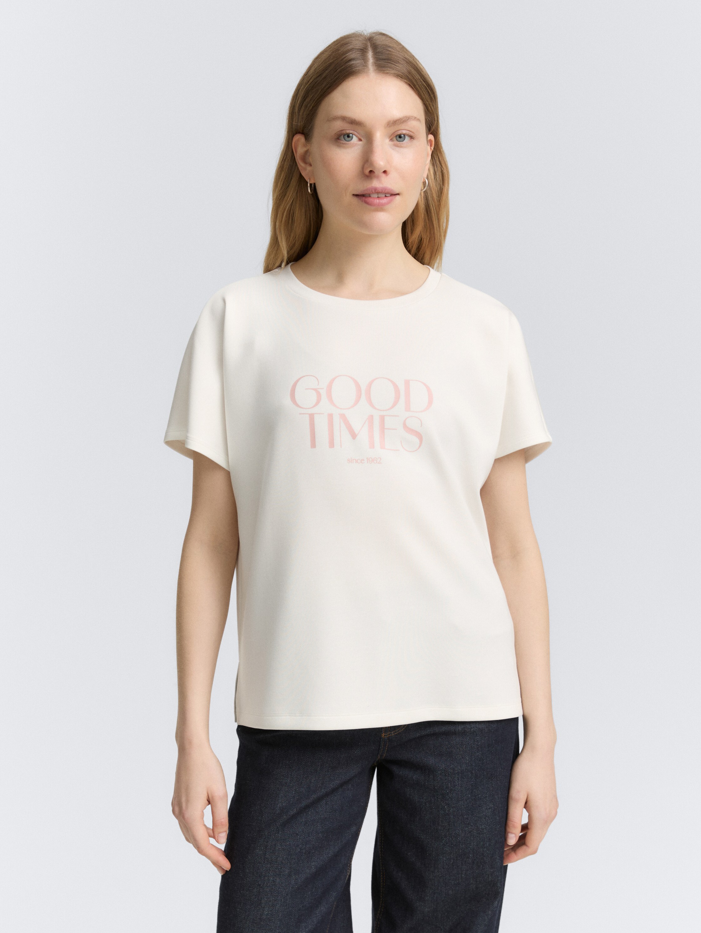 Loose Fit T-Shirt mit Print - soft_clear_white_1 - 