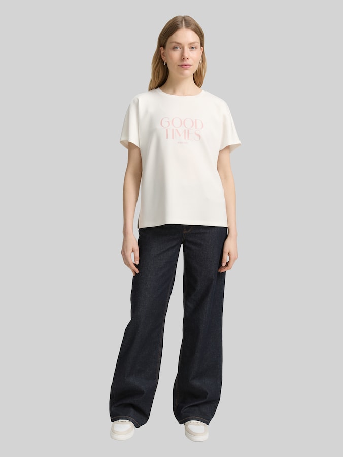 Loose Fit T-Shirt mit Print von Women, Soft Clear White