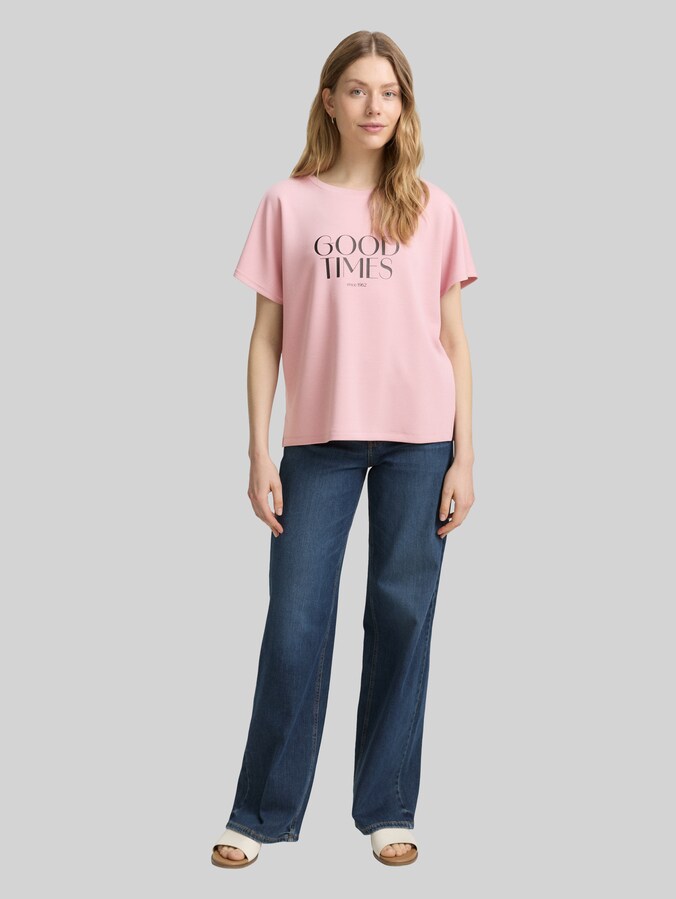 Loose Fit T-Shirt mit Print von Women, Morning Pink