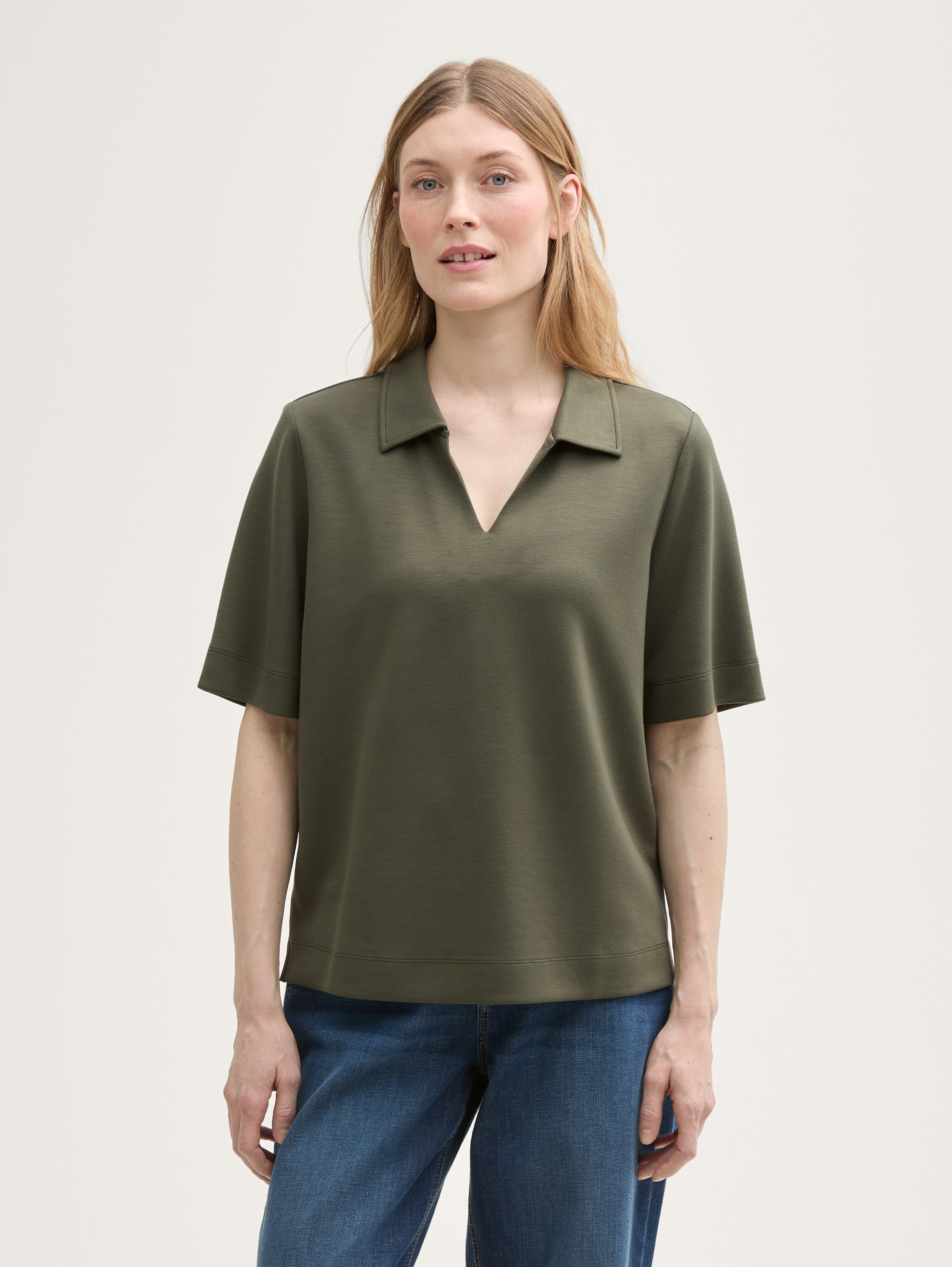 T-Shirt mit Polokragen - deep_forest_green - 