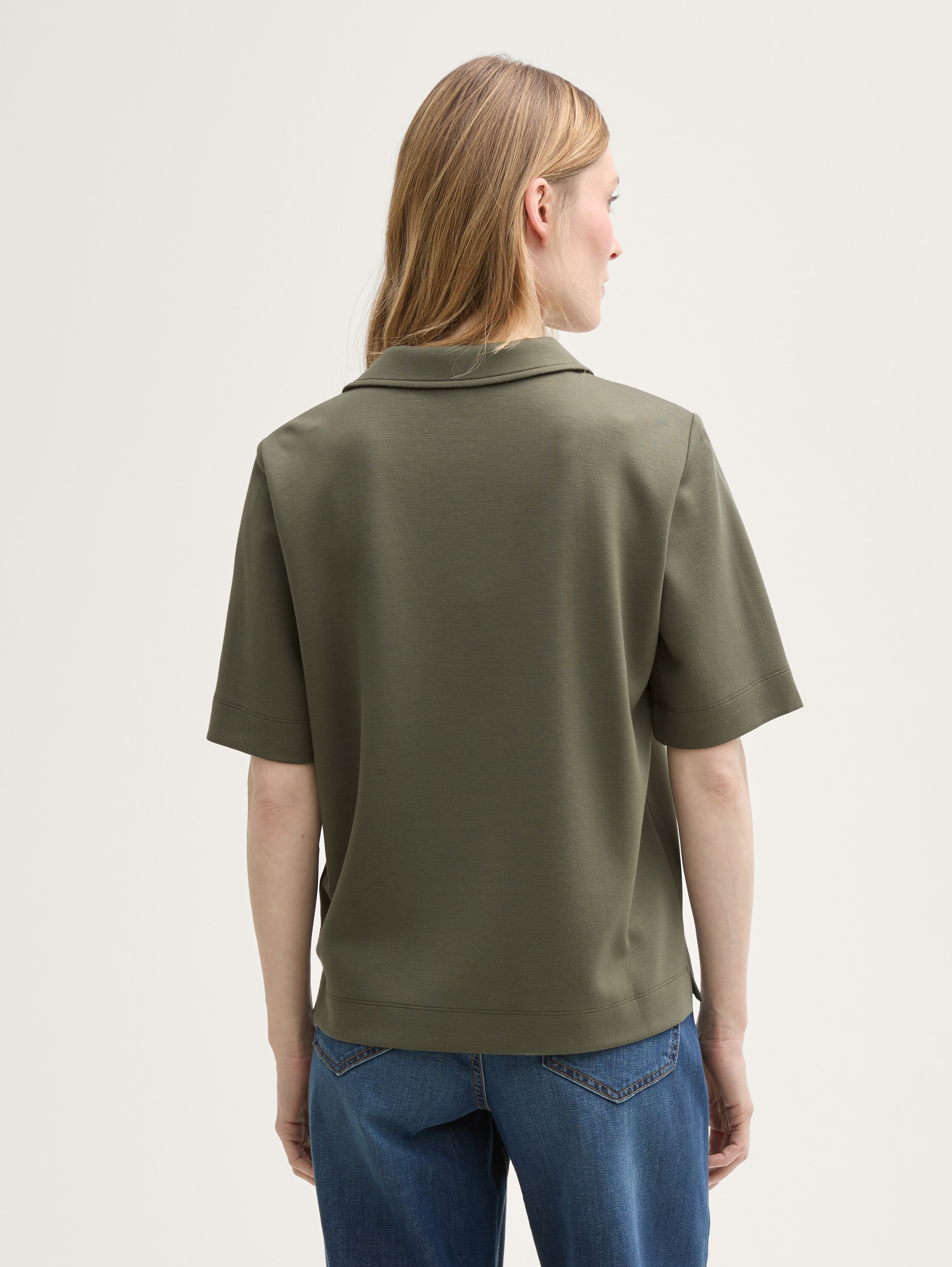 T-Shirt mit Polokragen - deep_forest_green - 