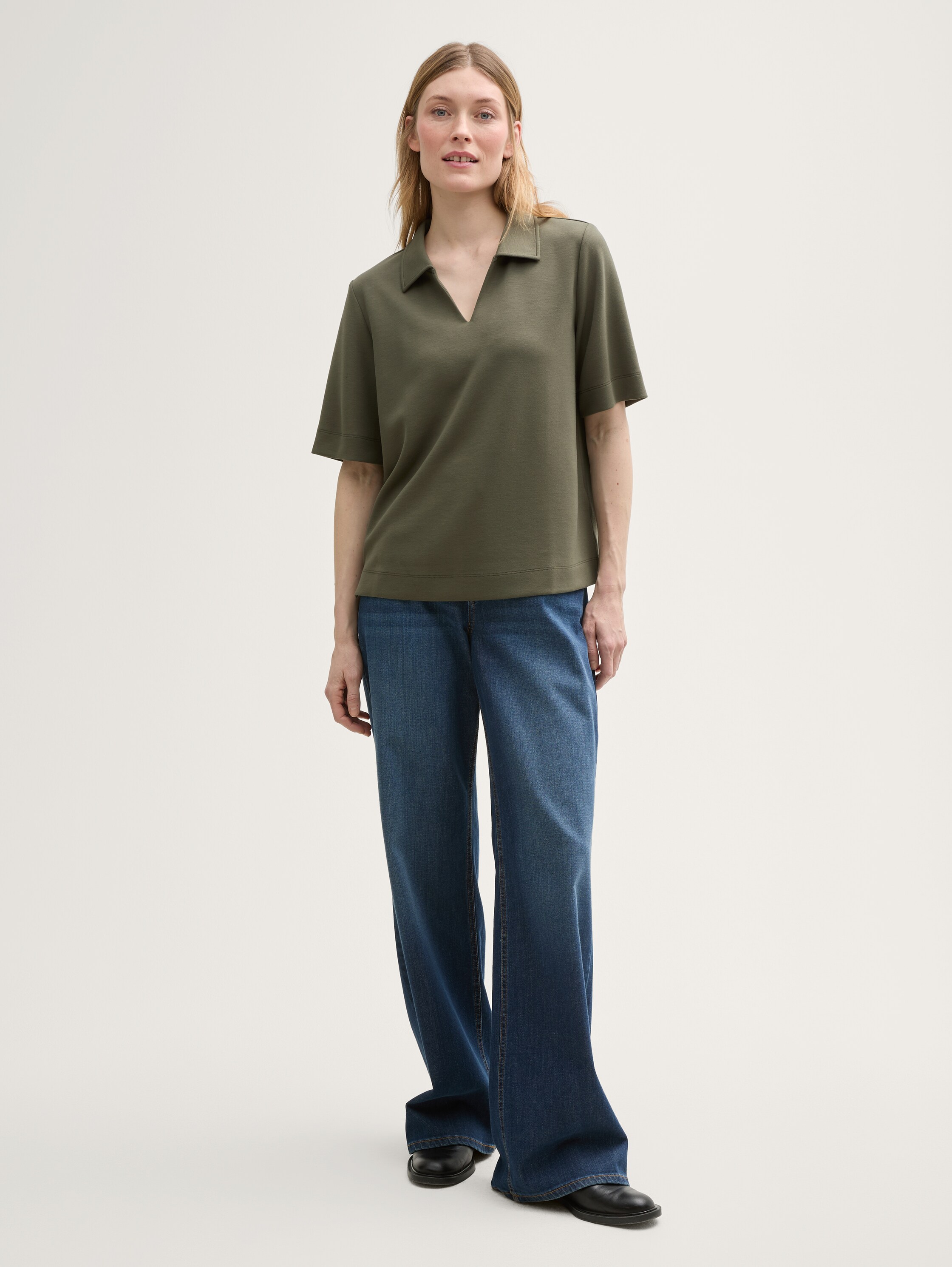 T-Shirt mit Polokragen - deep_forest_green - 