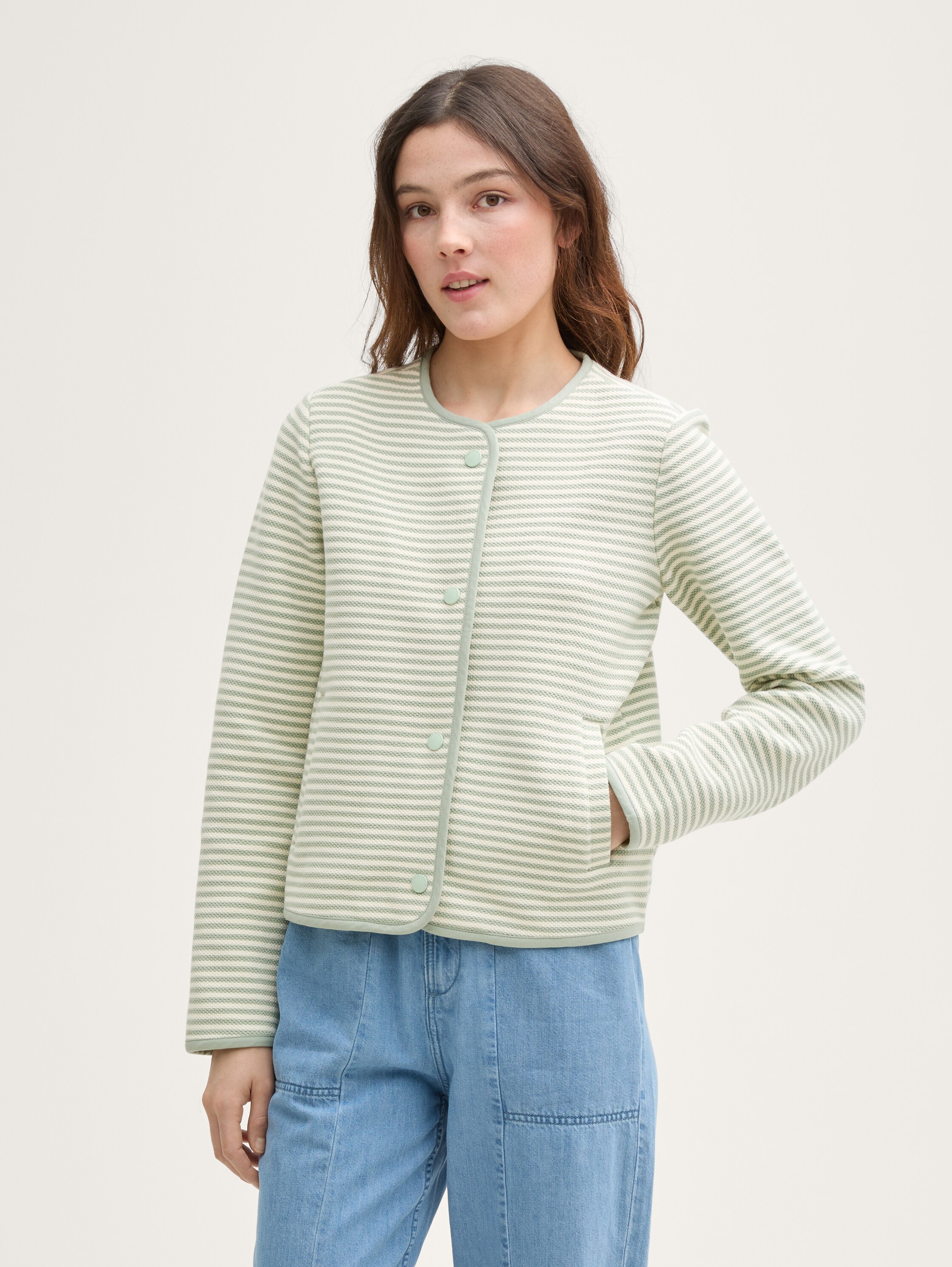 Jacke mit Streifenmuster - fresh_mint_green_beige_stripe - 