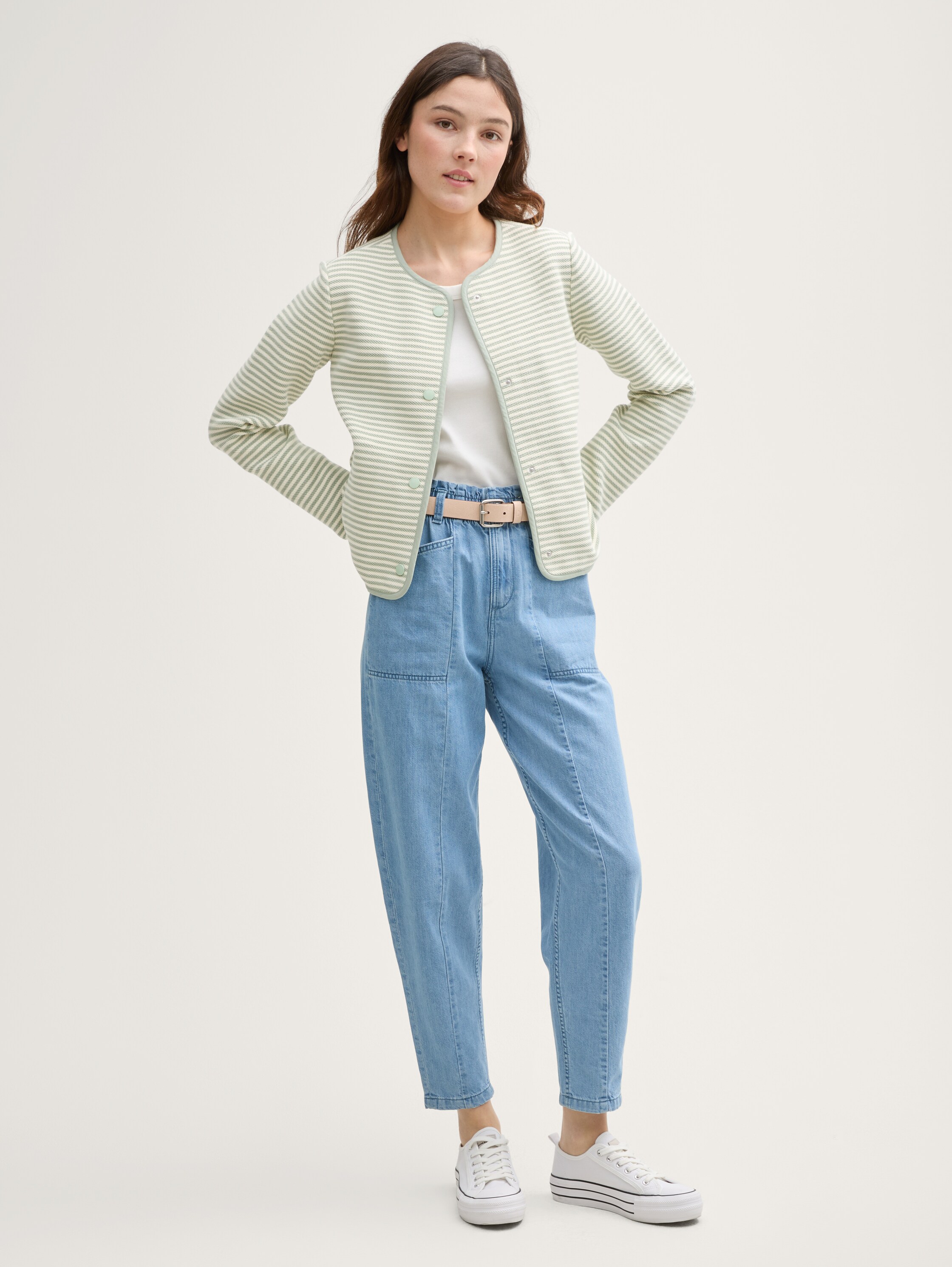 Jacke mit Streifenmuster - fresh_mint_green_beige_stripe - 