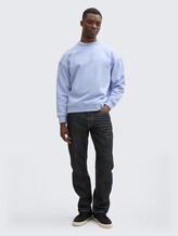 Relaxed Sweatshirt mit Logo-Print - Brunnera Blue - Model-Vorderansicht