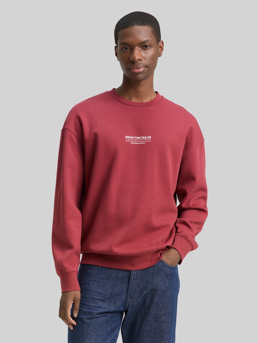 Relaxed Sweatshirt mit Logo-Print von Denim Male, burnt russet