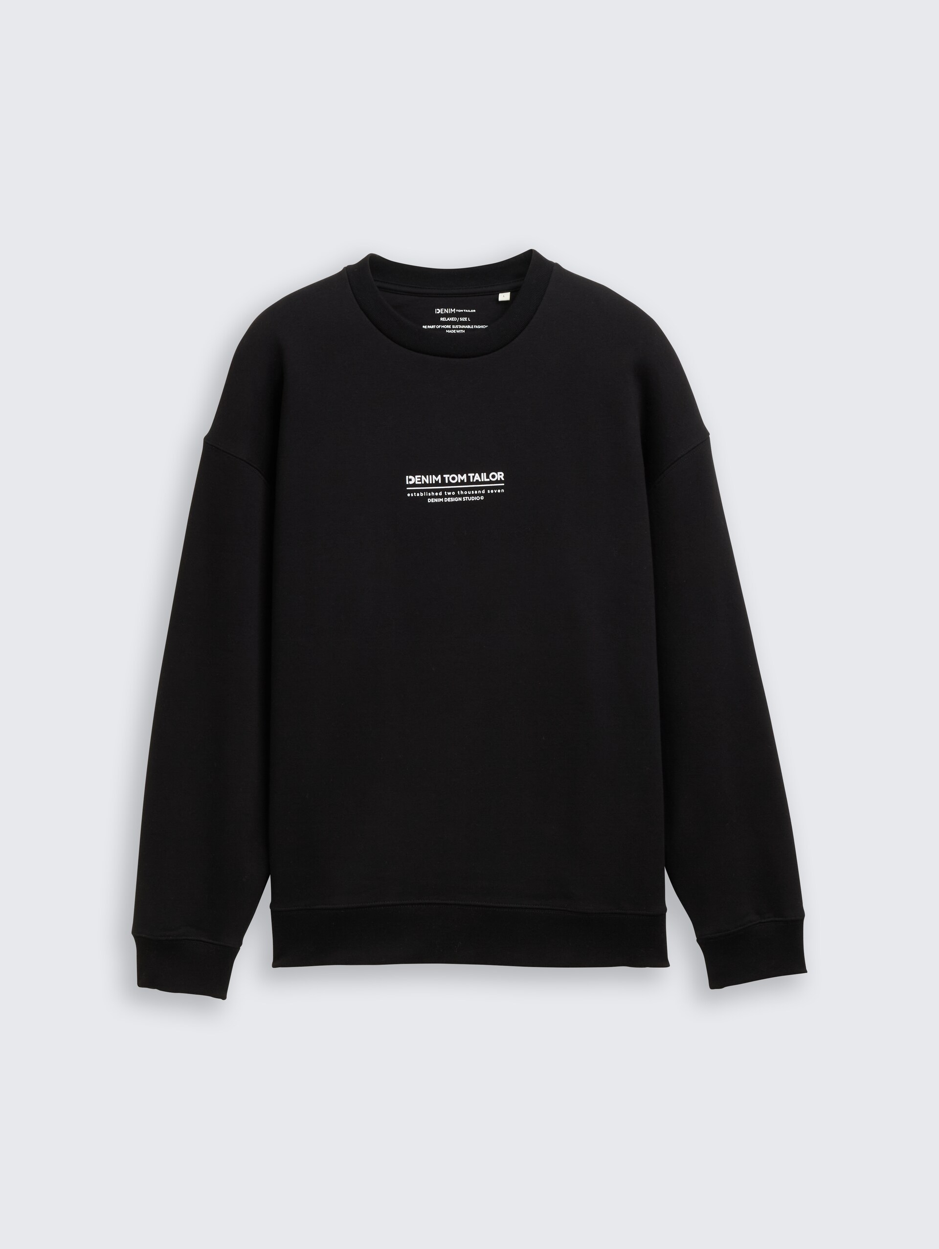 Relaxed Sweatshirt mit Logo-Print - Black - Vorder-Produkt-Ansicht