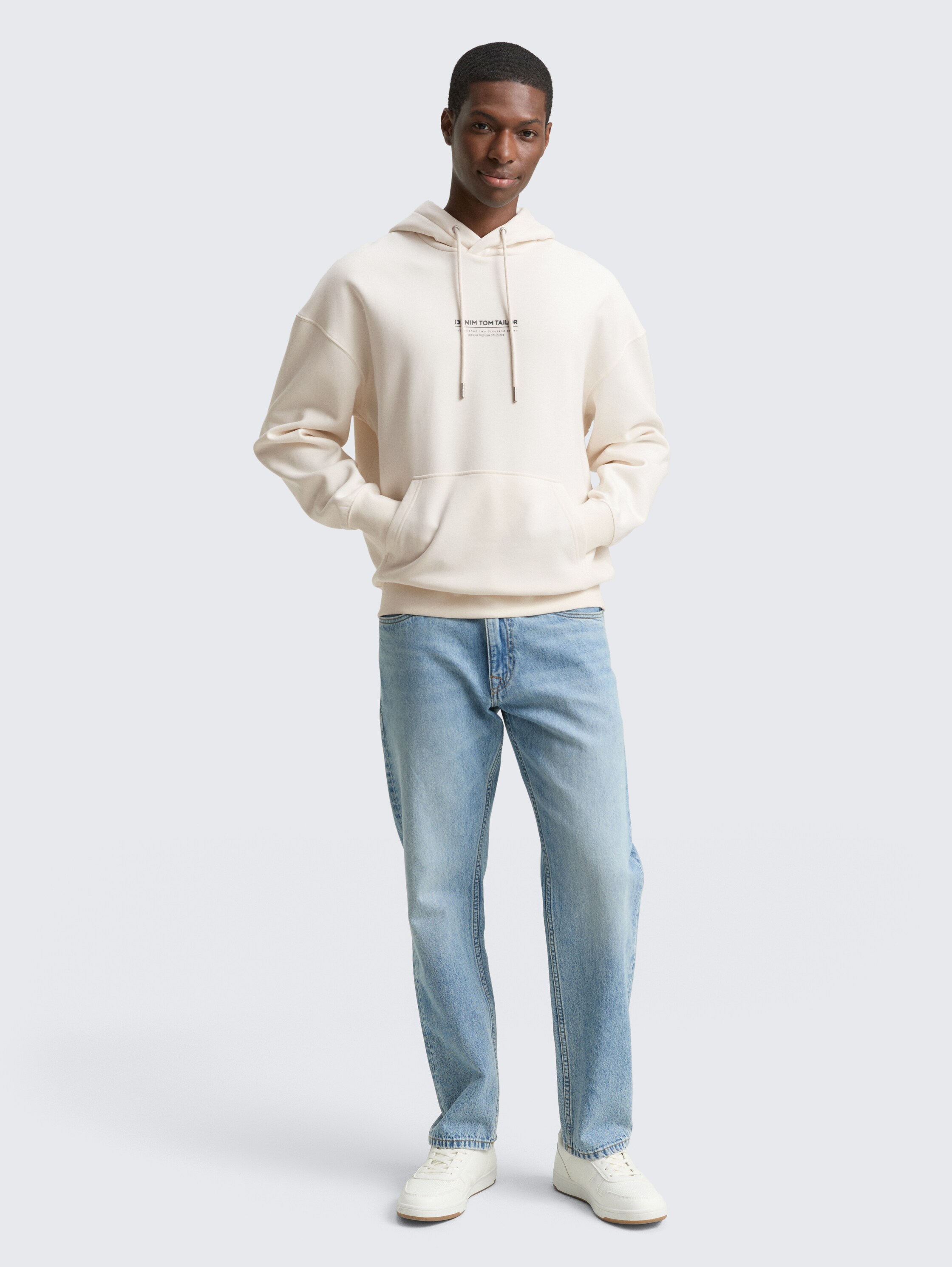 Relaxed hoodie sweatshirt met logo-print - gardenia_white - 