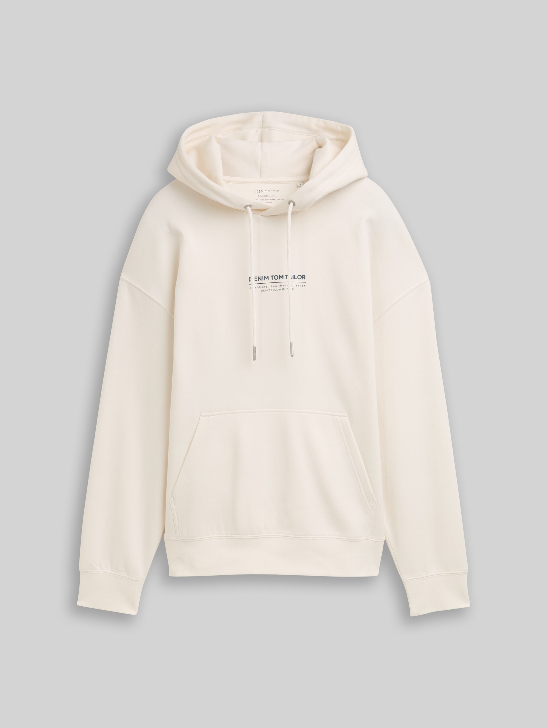 Relaxed Hoodie Sweatshirt mit Logo-Print - Gardenia White - Vorder-Produkt-Ansicht