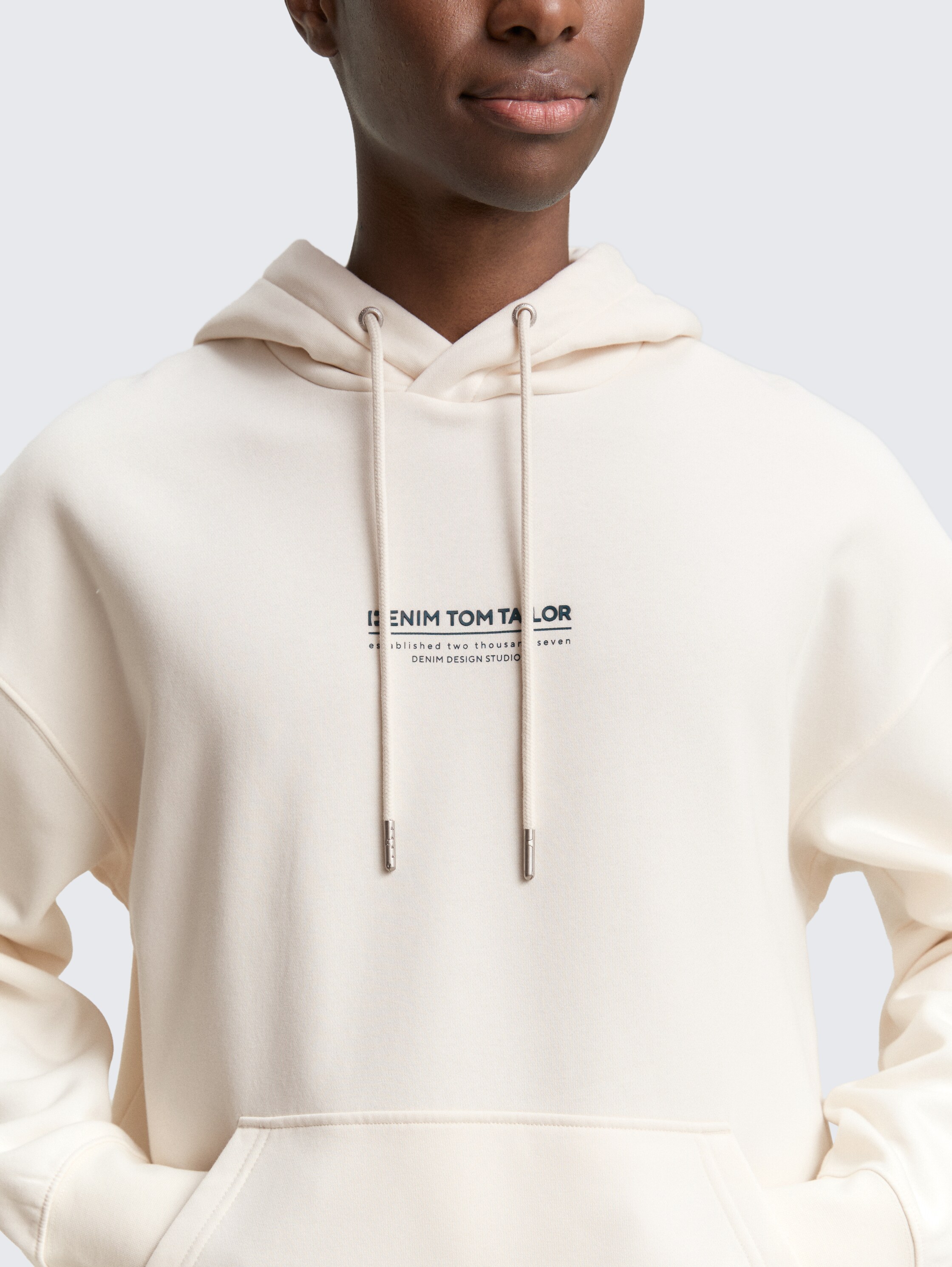 Relaxed hoodie sweatshirt met logo-print - gardenia_white - 