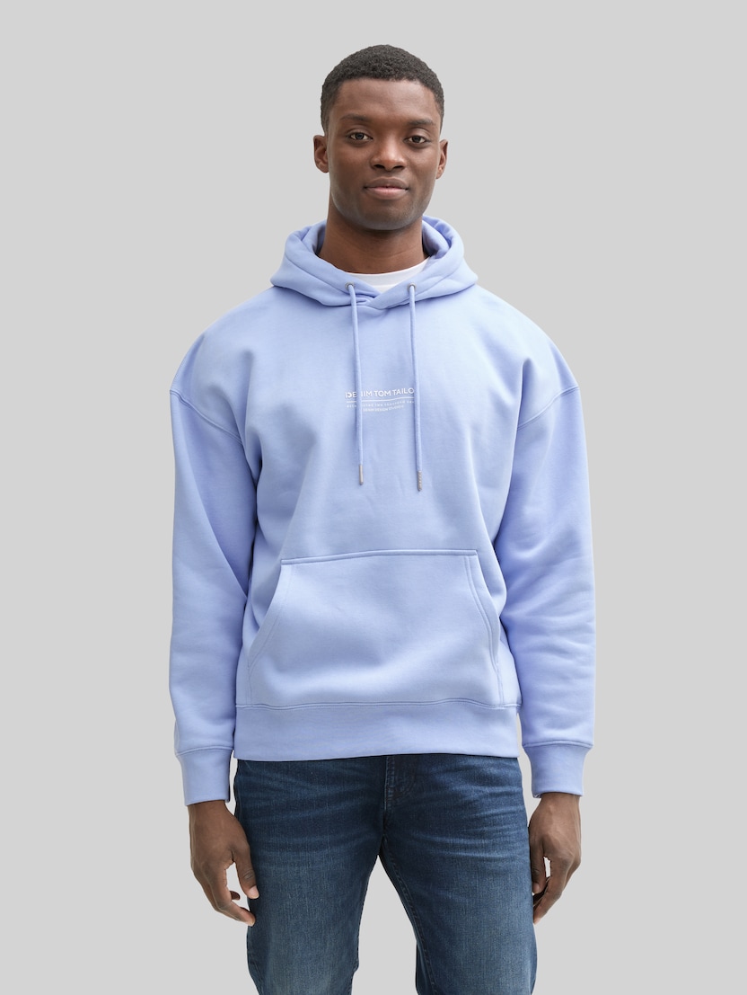 Relaxed hoodie met logoprint door Denim Male, Brunnera Blue