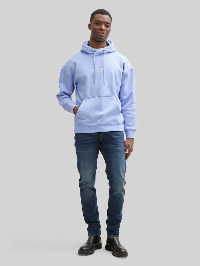 Relaxed Hoodie Sweatshirt mit Logo-Print von Denim Male, Brunnera Blue
