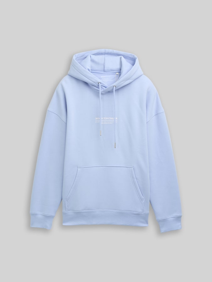 Relaxed hoodie sweatshirt with logo print by Denim Male, Brunnera Blue