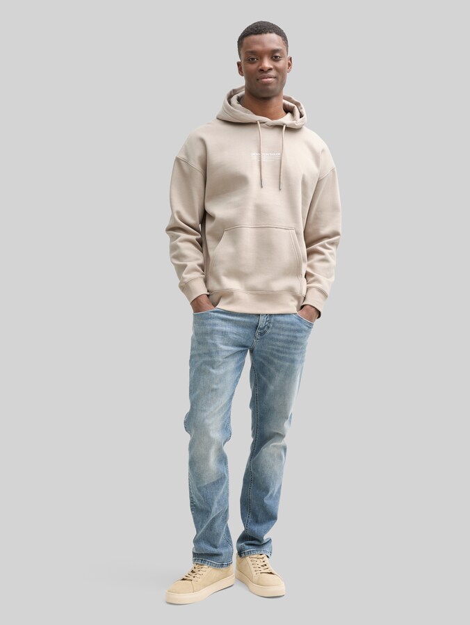 Relaxed Hoodie Sweatshirt mit Logo-Print von Denim Male, light dove grey
