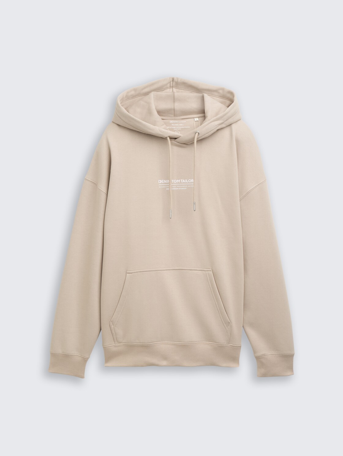 Relaxed Hoodie Sweatshirt mit Logo-Print - light dove grey - Vorder-Produkt-Ansicht