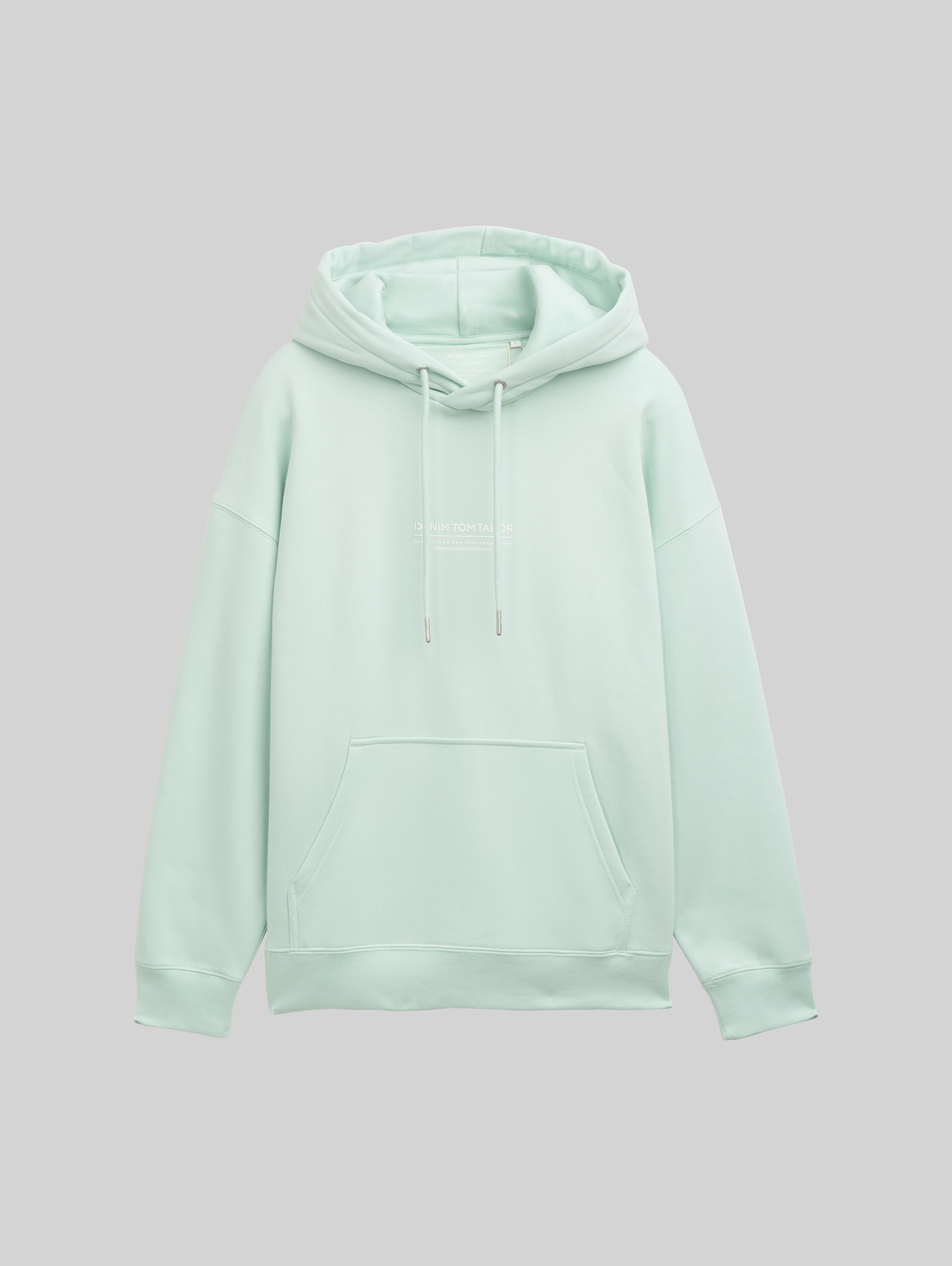 Relaxed hoodie sweatshirt with logo print - sea foam - Front product view
