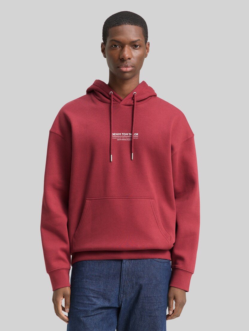 Relaxed hoodie met logoprint door Denim Male, burnt russet