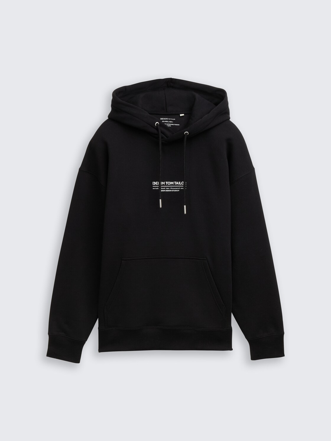 Relaxed Hoodie Sweatshirt mit Logo-Print - Black - Vorder-Produkt-Ansicht