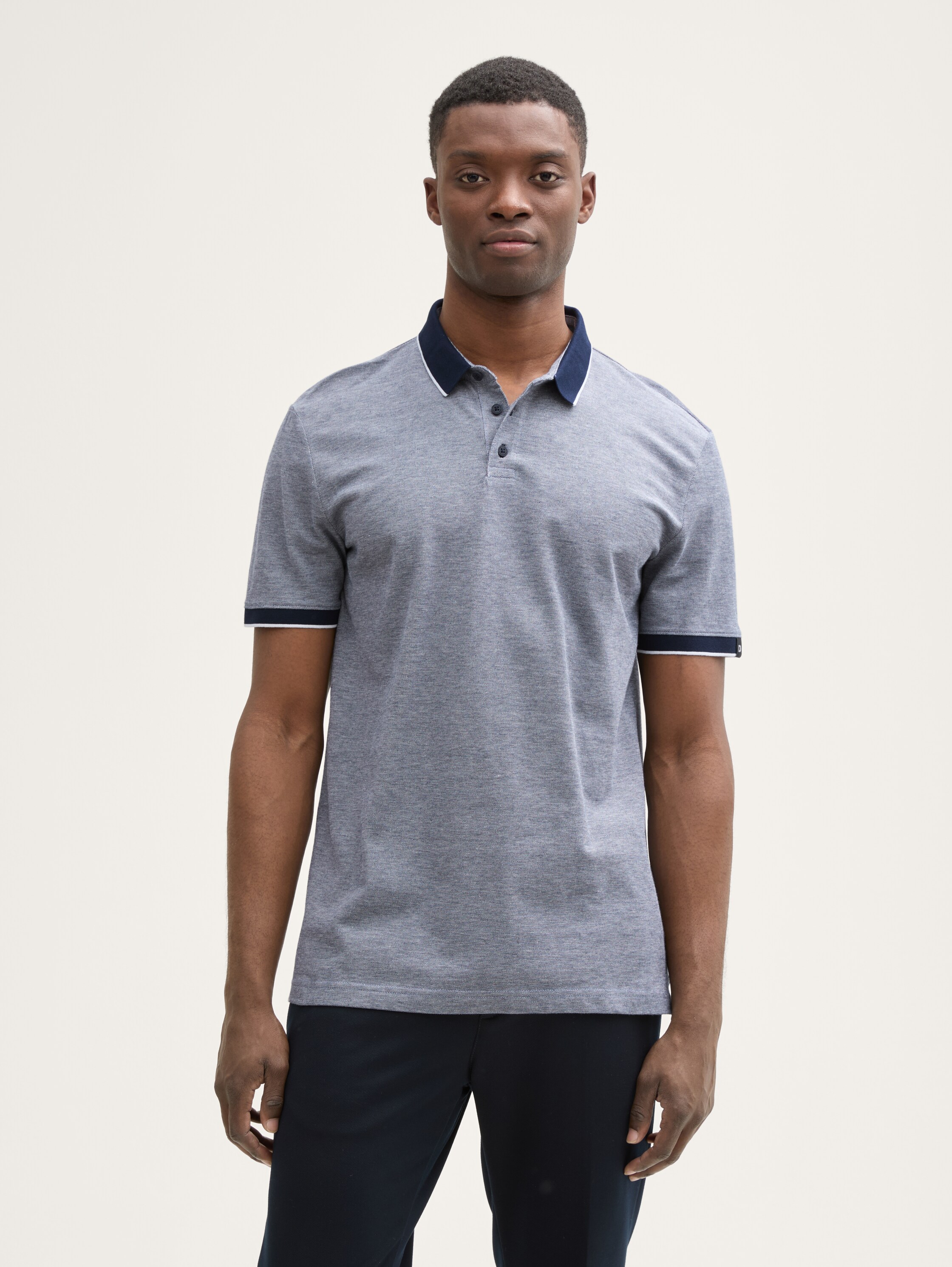 Piqué Poloshirt aus Baumwolle - dark_blue_two_tone - 