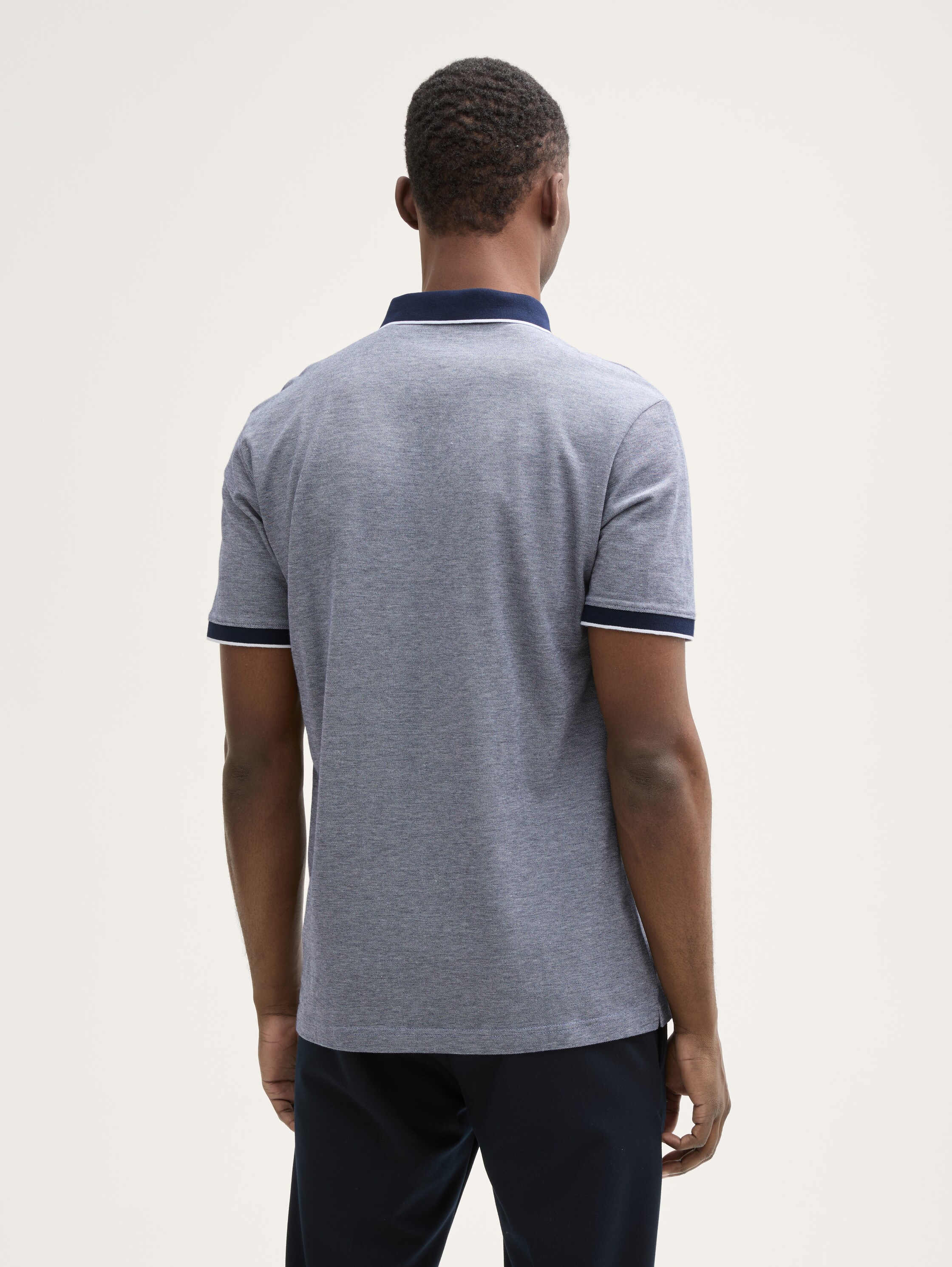 Piqué Poloshirt aus Baumwolle - dark_blue_two_tone - 