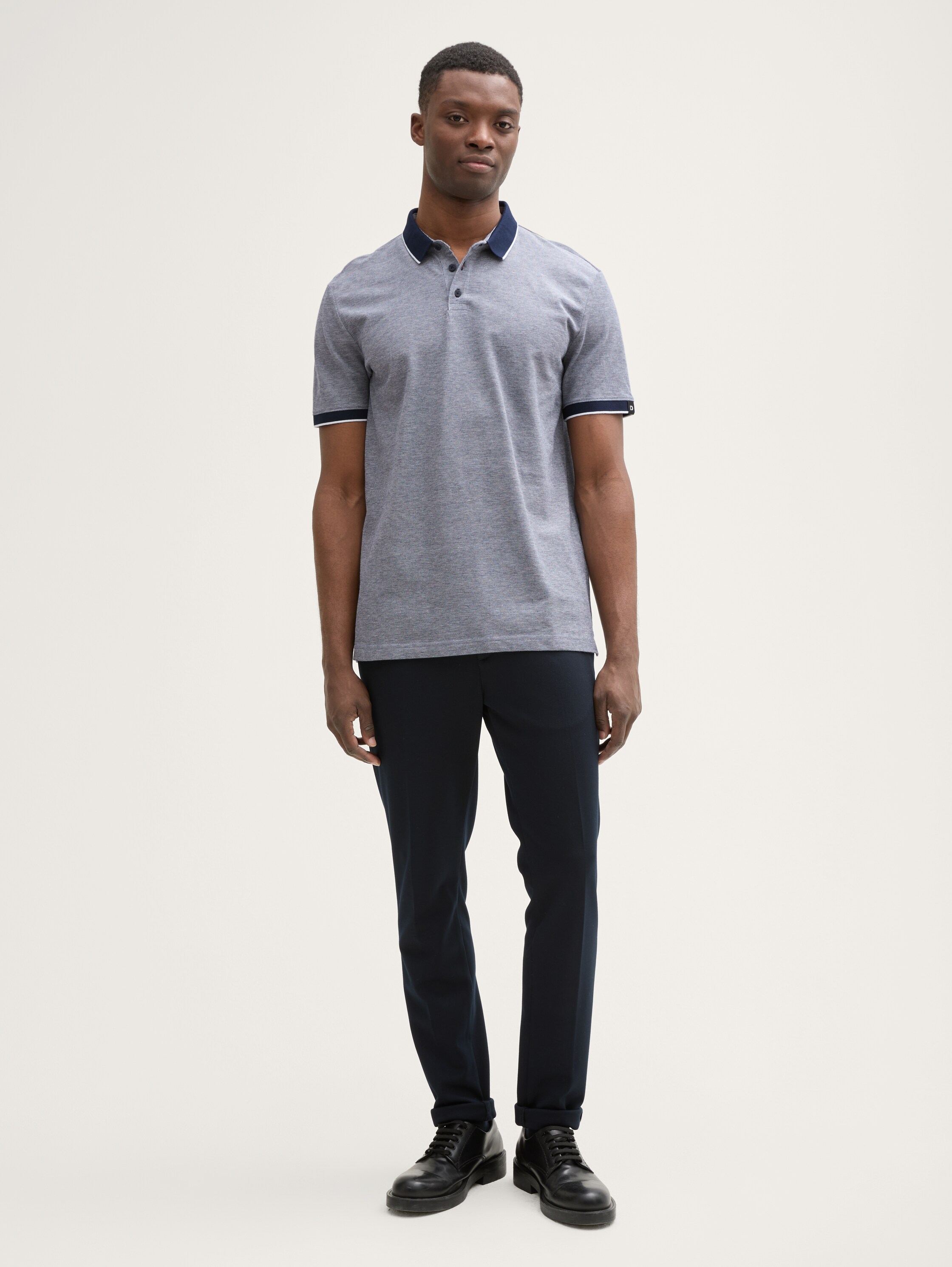 Piqué Poloshirt aus Baumwolle - dark_blue_two_tone - 