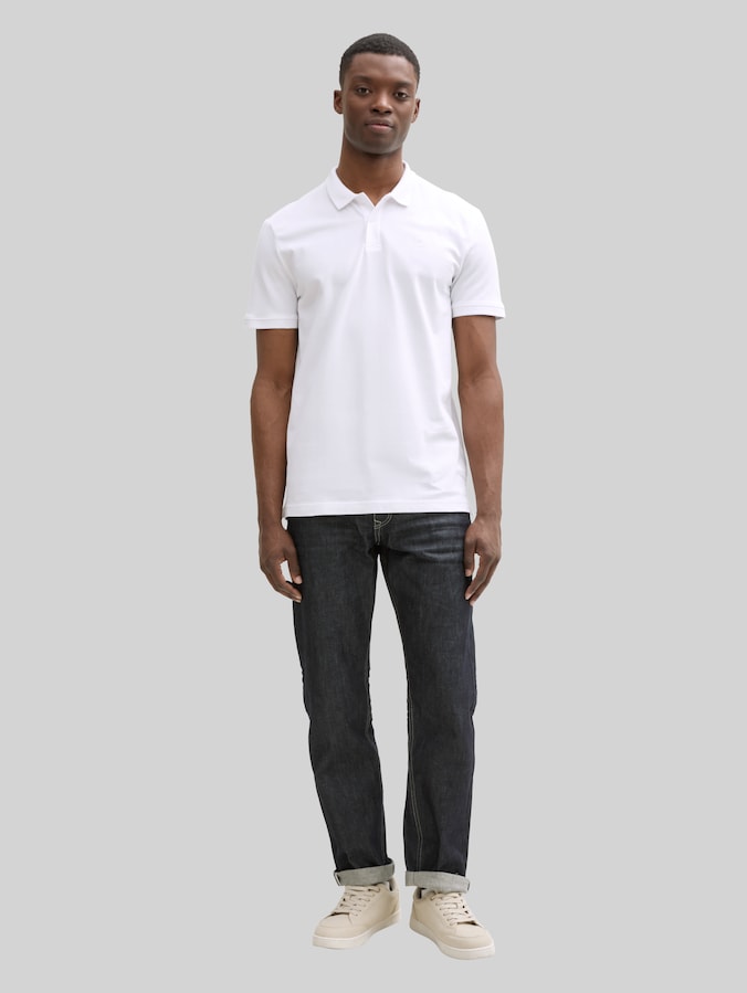 Piqué poloshirt van katoen door Denim Male, White