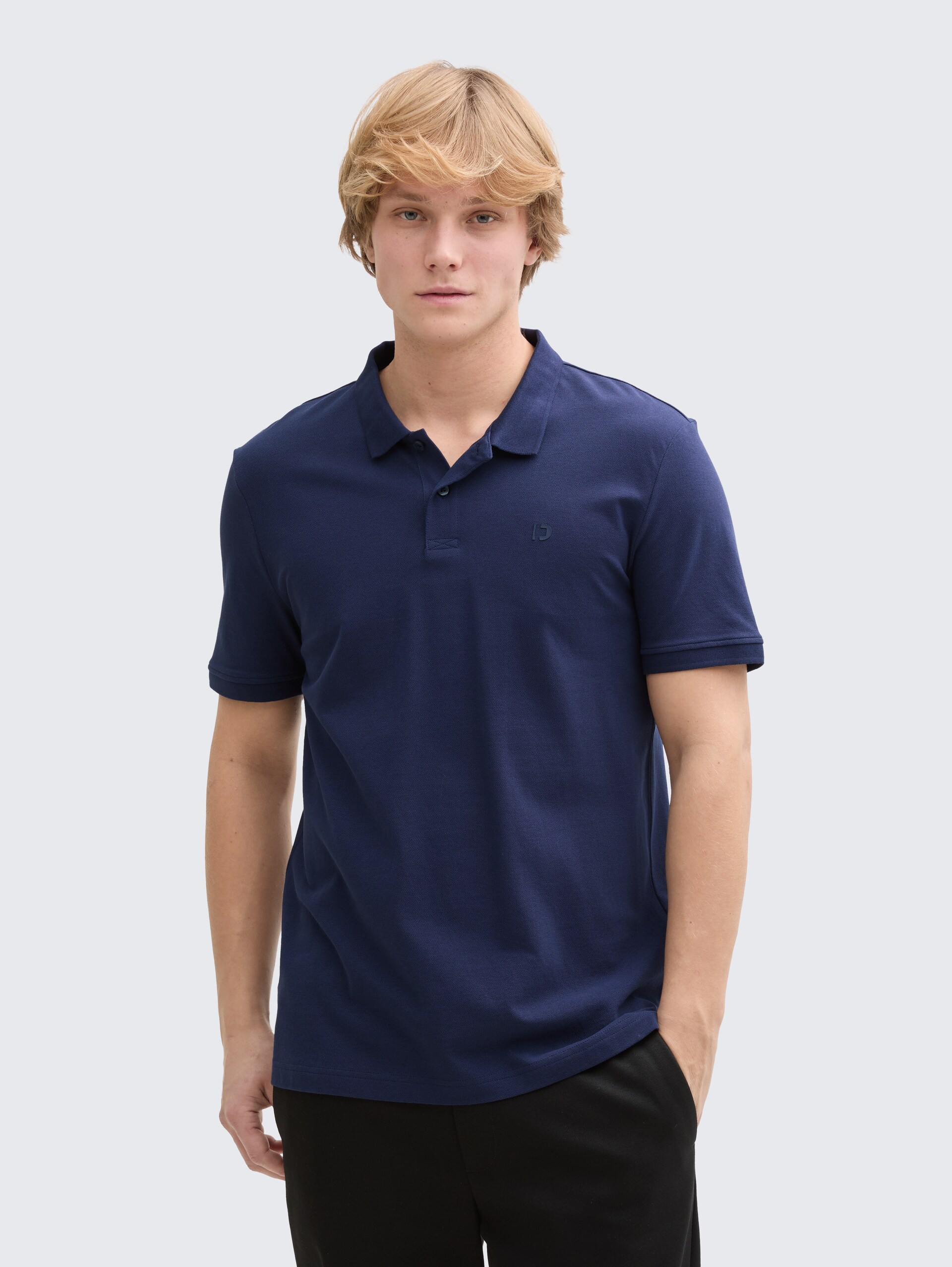 Piqué Poloshirt aus Baumwolle - dark blueberry